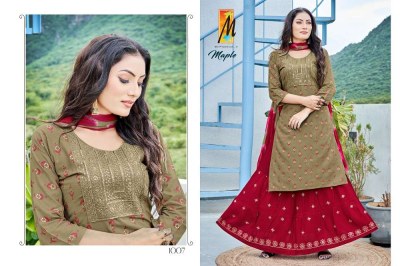 master new launch Maple rayon Top and Skirt with Dupatta set catalogue buy wholesale price Surat  kurtis catalogs