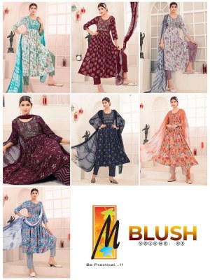 master new presents blush nyra cut heavy capsule printed ready made salwar suits catalogue  kurtis catalogs