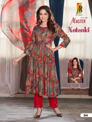 master new presents notanki rayon foil printed Kurti pants with dupatta and belt Kurti catalogue wholesale rate  kurtis catalogs