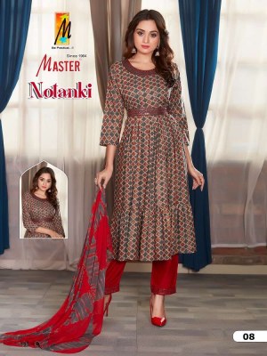 master new presents notanki rayon foil printed Kurti pants with dupatta and belt Kurti catalogue wholesale rate  kurtis catalogs