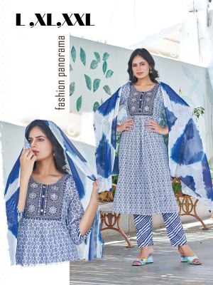 naira cut printed and embroidery top bottom with Dupatta kurtis