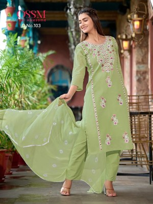 ossm and Olivia premium mal cotton embroidered kurti pant and dupatta catalogue at affordable rate kurti pant with dupatta Catalogs