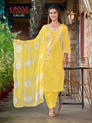 ossm and Olivia premium mal cotton embroidered kurti pant and dupatta catalogue at affordable rate kurti pant with dupatta Catalogs