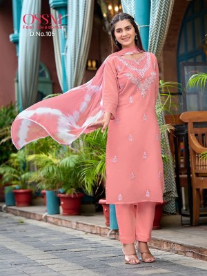 ossm and Olivia premium mal cotton embroidered kurti pant and dupatta catalogue at affordable rate kurti pant with dupatta Catalogs