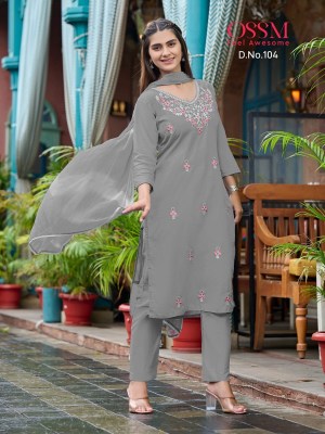 ossm and Olivia premium mal cotton embroidered kurti pant and dupatta catalogue at affordable rate kurti pant with dupatta Catalogs