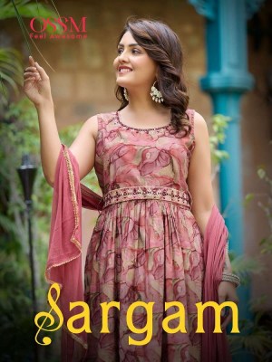 ossm new sargan Premium Chanderi Modal long gown Fancy 3pc kurti with Belt catalogue buy wholesale rate 