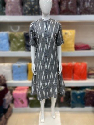 pick and choose originally weaved ikkat cotton A line kurti catalogue   kurtis catalogs