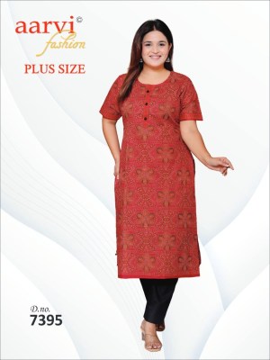 plus size vol 4 by Aarvi Cotton Printed Straight Kurti catalogue at affordable rate  kurtis catalogs