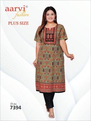 plus size vol 4 by Aarvi Cotton Printed Straight Kurti catalogue at affordable rate  kurtis catalogs