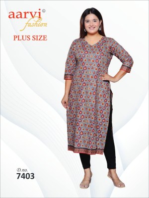 plus size vol 4 by Aarvi Cotton Printed Straight Kurti catalogue at affordable rate  kurtis catalogs