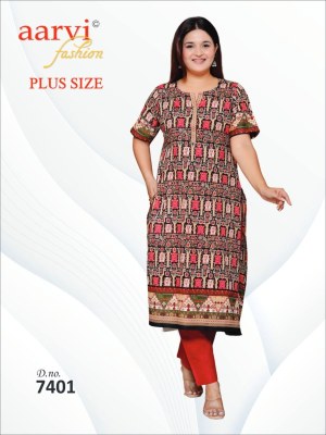 plus size vol 4 by Aarvi Cotton Printed Straight Kurti catalogue at affordable rate  kurtis catalogs