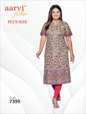 plus size vol 4 by Aarvi Cotton Printed Straight Kurti catalogue at affordable rate  kurtis catalogs