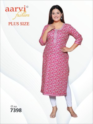 plus size vol 4 by Aarvi Cotton Printed Straight Kurti catalogue at affordable rate  kurtis catalogs