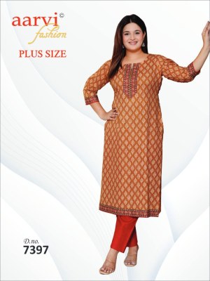 plus size vol 4 by Aarvi Cotton Printed Straight Kurti catalogue at affordable rate  kurtis catalogs