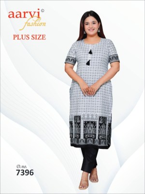 plus size vol 4 by Aarvi Cotton Printed Straight Kurti catalogue at affordable rate  kurtis catalogs