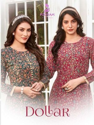 poonam designer dollar rayon wrinkle printed short gown stylish Kurti wholesaler  POONAM DESIGNER