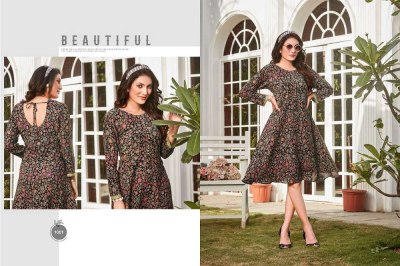 poonam designer dollar rayon wrinkle printed short gown stylish Kurti wholesaler  kurtis catalogs