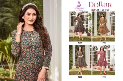 poonam designer dollar rayon wrinkle printed short gown stylish Kurti wholesaler  kurtis catalogs