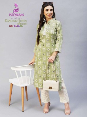 poonam designer new Dancing Queen  soft Rayon Kurti with pants set Kurti catalogue wholesale  kurtis catalogs