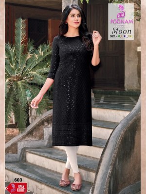 poonam designer new presents moon rayon chikan wholesale kurti in surat kurtis catalogs