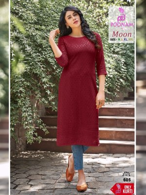 poonam designer new presents moon rayon chikan wholesale kurti in surat kurtis catalogs