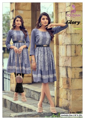 poonam designer smit creation by Glory pure soft viscose croset work printed tunic kurti at wholesale price kurtis catalogs