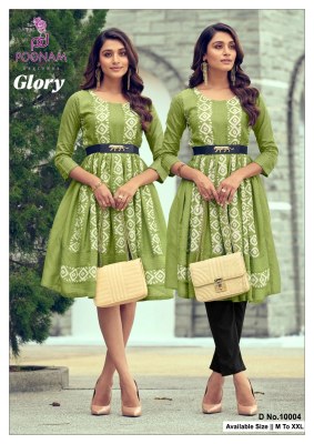 poonam designer smit creation by Glory pure soft viscose croset work printed tunic kurti at wholesale price kurtis catalogs