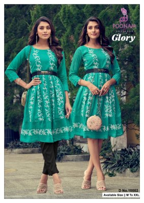 poonam designer smit creation by Glory pure soft viscose croset work printed tunic kurti at wholesale price kurtis catalogs