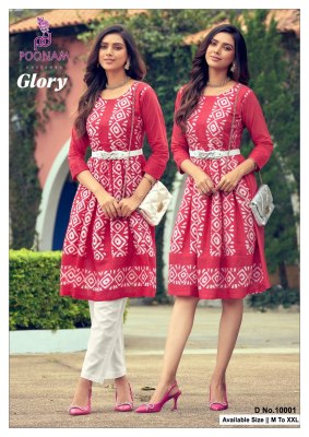 poonam designer smit creation by Glory pure soft viscose croset work printed tunic kurti at wholesale price kurtis catalogs