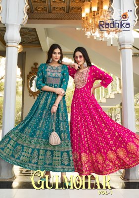 radhika life style presents gulmohar vol 1 rayon long gown stylish wholesale kurti 
