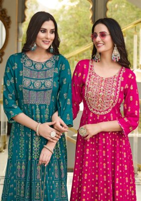 radhika life style presents gulmohar vol 1 rayon long gown stylish wholesale kurti  kurtis catalogs