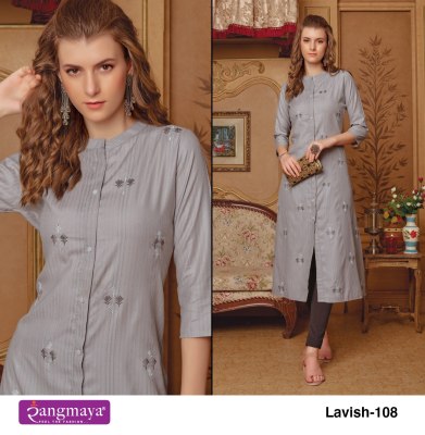 rangmaya by lavish bombay imported fabric plain simple embroidered buti work kurti catalogue kurtis catalogs