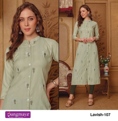 rangmaya by lavish bombay imported fabric plain simple embroidered buti work kurti catalogue kurtis catalogs