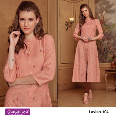 rangmaya by lavish bombay imported fabric plain simple embroidered buti work kurti catalogue kurtis catalogs