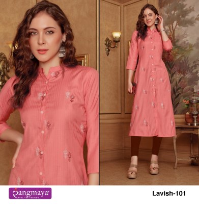 rangmaya by lavish bombay imported fabric plain simple embroidered buti work kurti catalogue kurtis catalogs