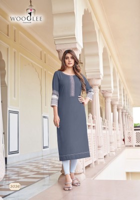 salonee vol 7 by Wooglee Heavy Reyon Thread Work Long Kurti catalogue at Low rate kurtis catalogs