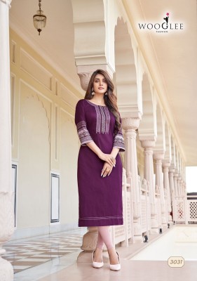 salonee vol 7 by Wooglee Heavy Reyon Thread Work Long Kurti catalogue at Low rate kurtis catalogs