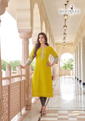 salonee vol 7 by Wooglee Heavy Reyon Thread Work Long Kurti catalogue at Low rate kurtis catalogs