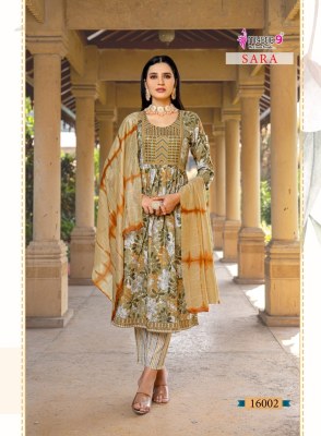 sara vol 16 by Mystic 9 Premium capsule reyon foil printed readymade suit catalogue at affordable rate readymade suit catalogs