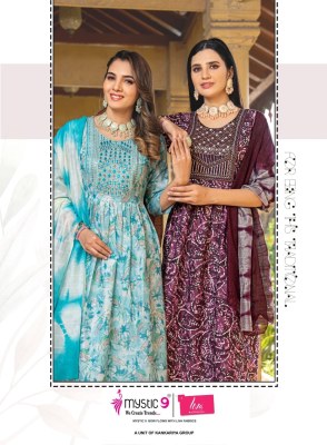 sara vol 16 by Mystic 9 Premium capsule reyon foil printed readymade suit catalogue at affordable rate readymade suit catalogs