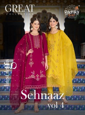 sehnaz vol 4 by radhika life style pure roman work kurti pant and dupatta catalogue  readymade suit catalogs