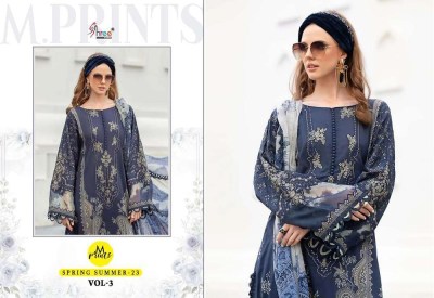 shree fab new launch m print spring summer  23 vol 03 pure cotton patches work Pakistani suits  chiffon dupatta  pakistani suit catalogs