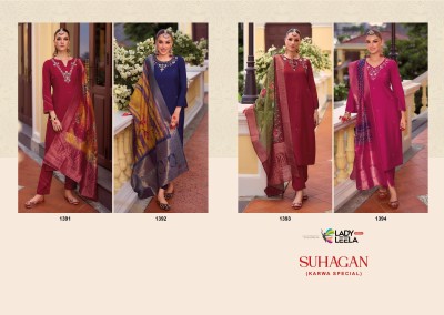 suhagan by lady leela pure handwork fancy kurti pant and dupatta readymade suit catalogs