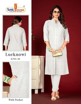 tunic house lucknowi lining chikankari Kurti with work combo size Kurti design wholesale  rate in Surat  Tunic house 