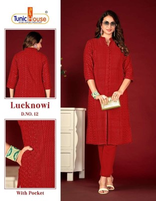 tunic house lucknowi lining chikankari Kurti with work combo size Kurti design wholesale  rate in Surat  kurtis catalogs