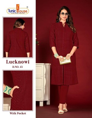 tunic house lucknowi lining chikankari Kurti with work combo size Kurti design wholesale  rate in Surat  kurtis catalogs