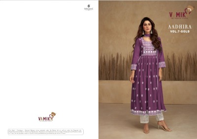 vamika by AAdhira vol 7 pure reyon designer embroidered flaired kurti pant and dupatta catalog at wholesale price readymade suit catalogs