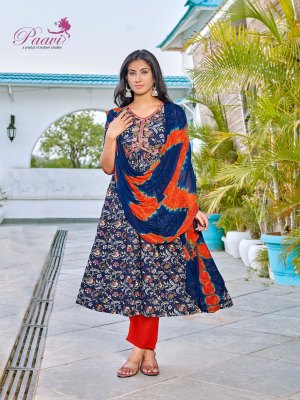 vini by Paavi heavy prtion print with pocket kurti pant and dupatta catalogue at affordable rate paavi