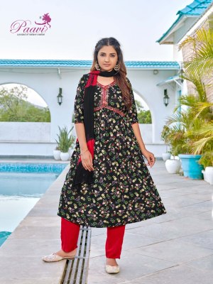 vini by Paavi heavy prtion print with pocket kurti pant and dupatta catalogue at affordable rate readymade suit catalogs