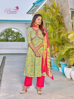 vini by Paavi heavy prtion print with pocket kurti pant and dupatta catalogue at affordable rate readymade suit catalogs